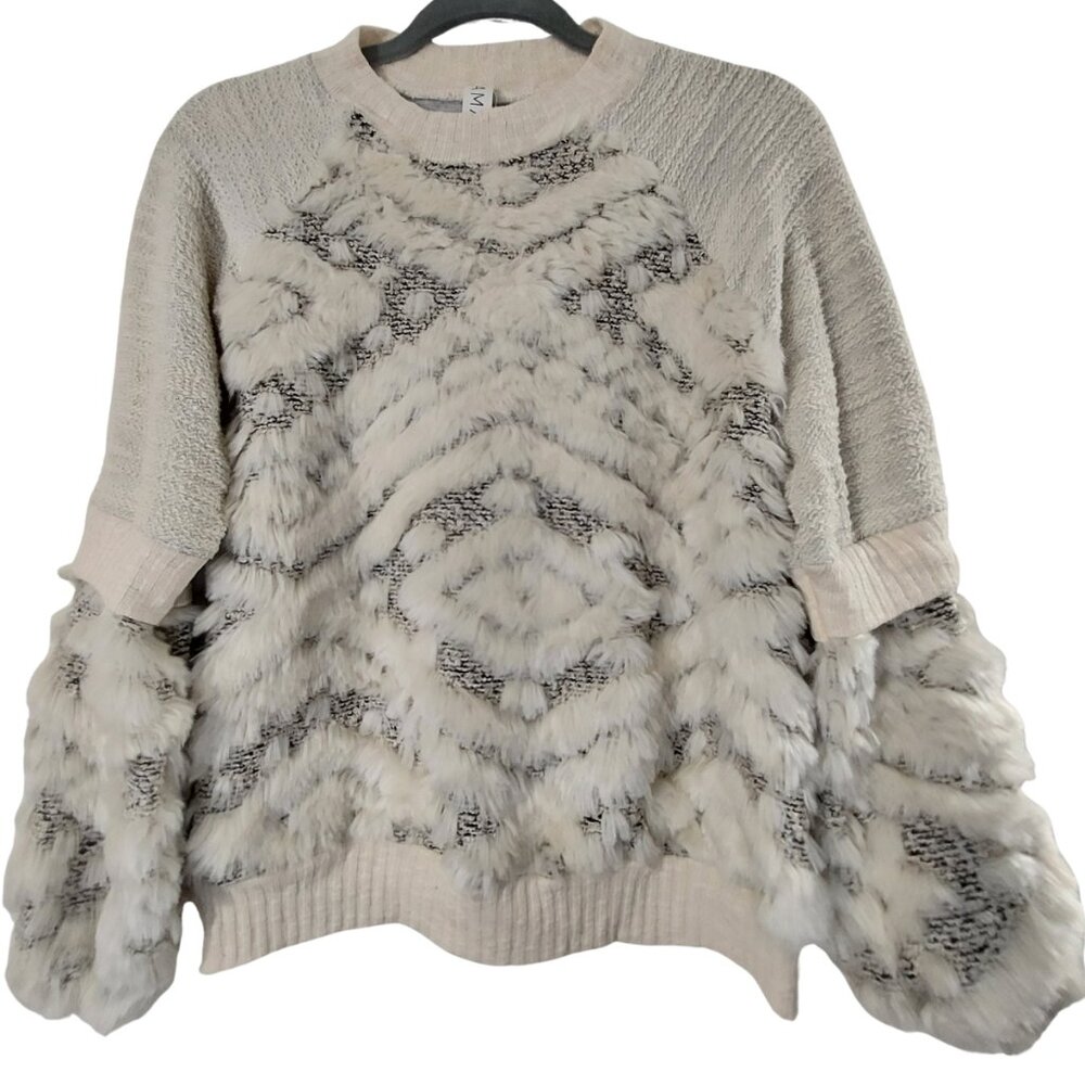 Anthropologie Cream Fluffy Sweater